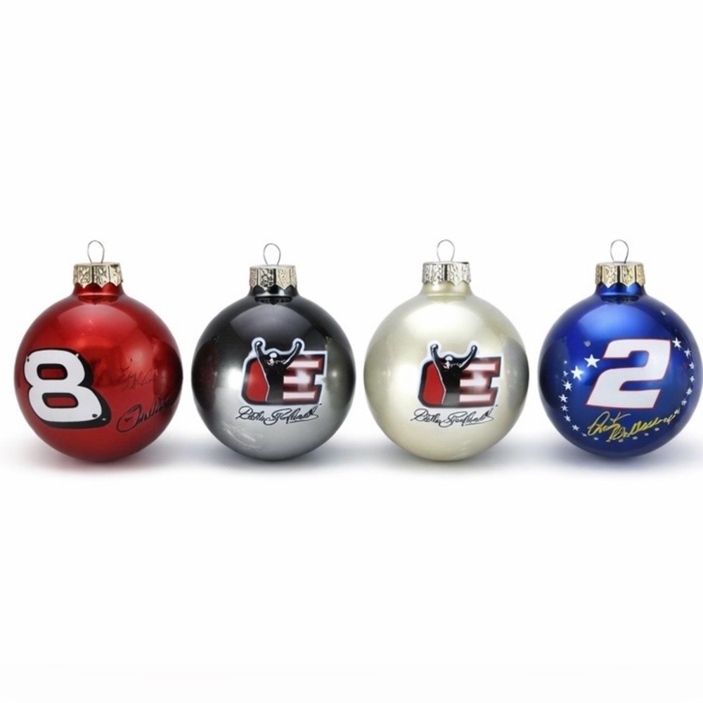 NASCAR Collectibles Glass Ball Ornaments Lot Of 4